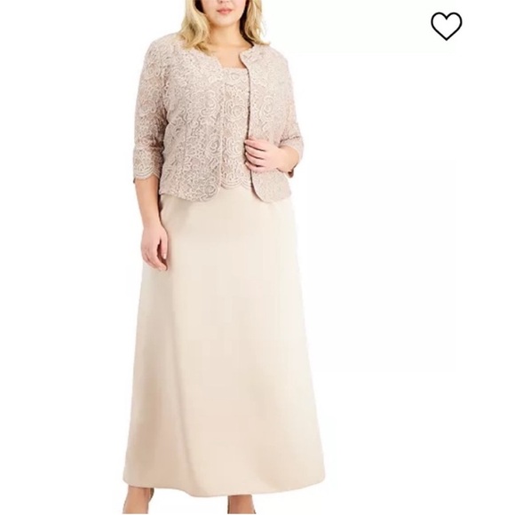 Alex evenings lace mock jacket with satin maxi dress set modest classic - Picture 1 of 8